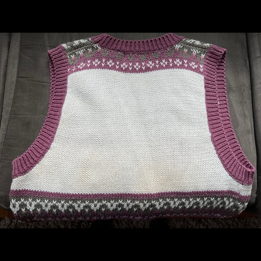 Jantzen Purple Floral Knit Sweater Vest Medium - Picture 5 of 5
